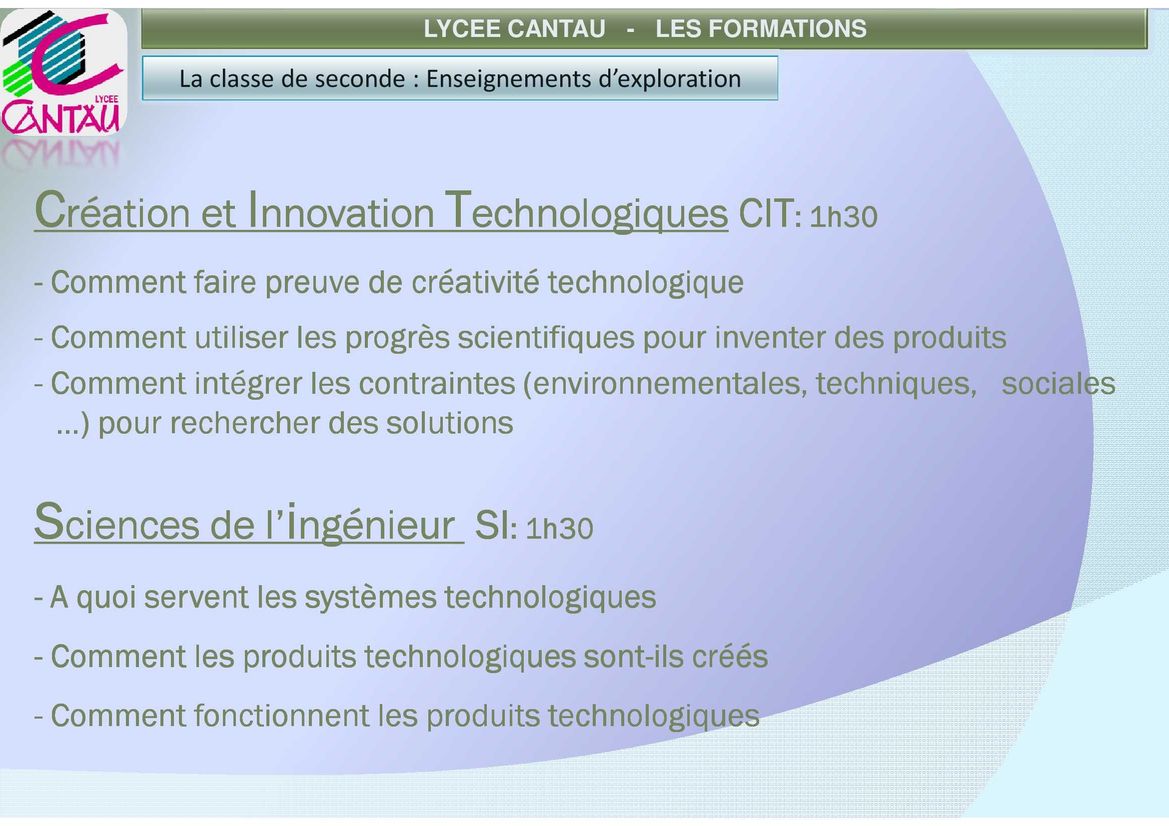 Option Création Et Innovation Technologiques (CIT) Et Option Sciences ...