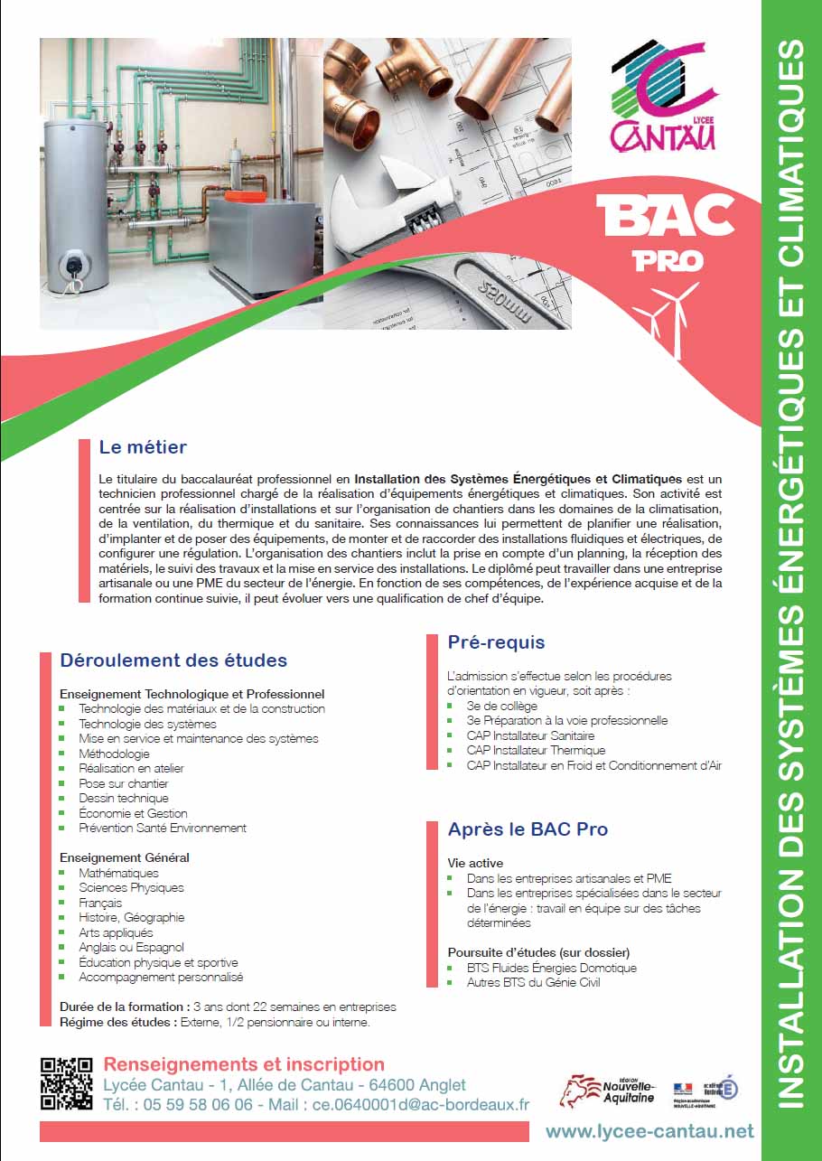 Bac Pro Technicien Installations Systemes Energetiques Climatiques